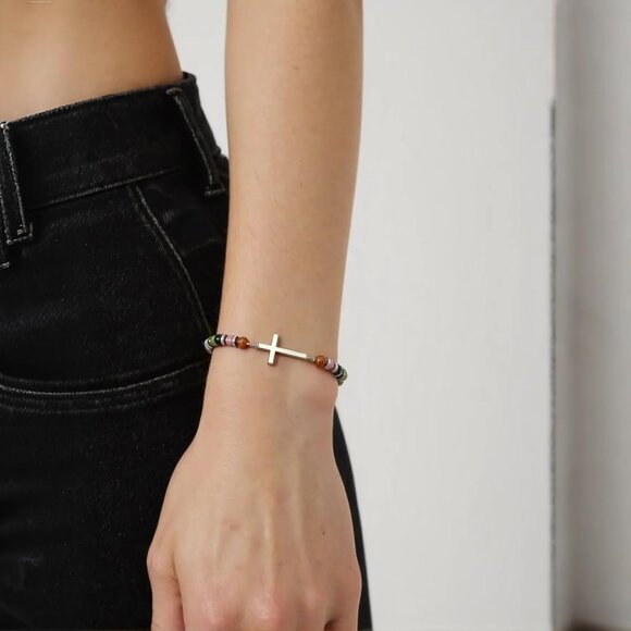 Women Cross Bracelet Stainless Steel Adjustable Faith Gift for Women - Picture 2 of 6